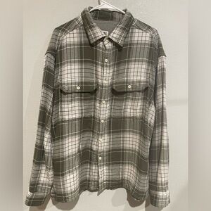 American Eagle Outfitters Olive Green Plaid Shirt